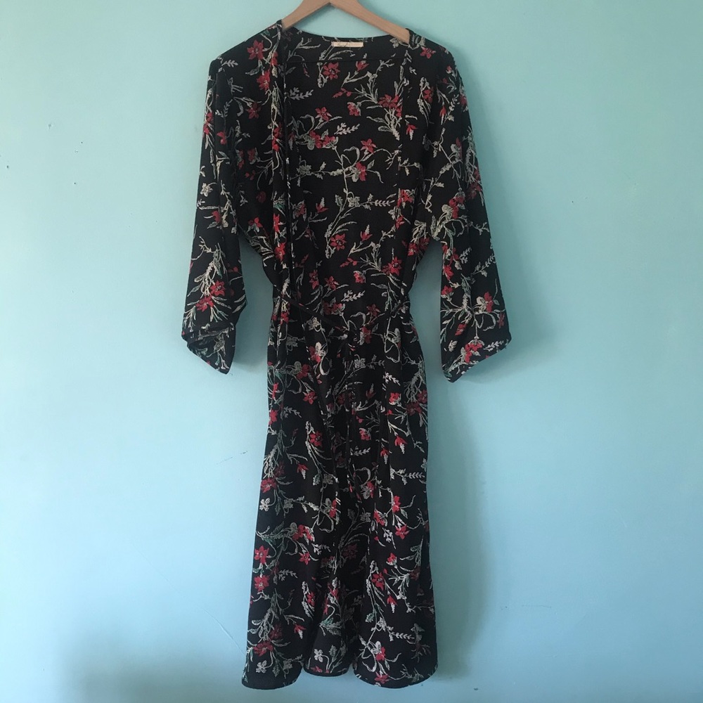 Anthropologie Floreat Aster Floral Kimono Robe Med - Picture 6 of 12
